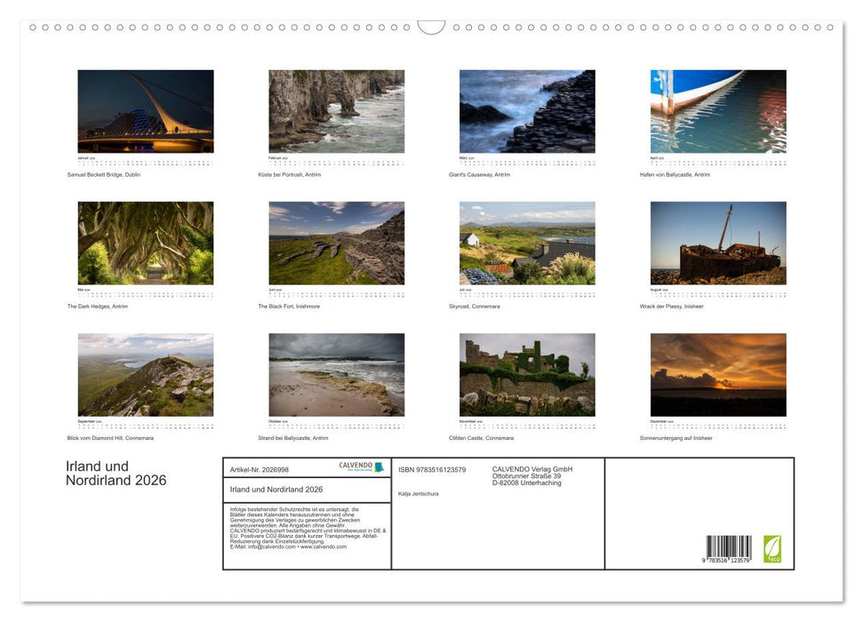 Irland und Nordirland 2026 (CALVENDO Wandkalender 2026)