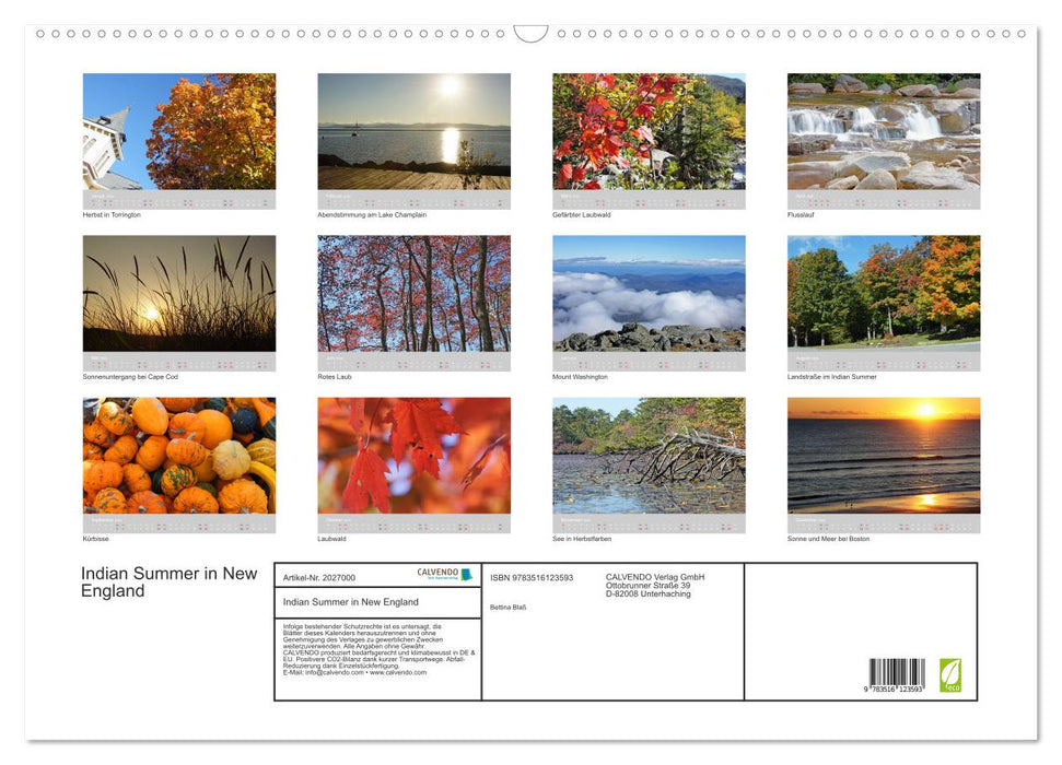 Indian Summer in New England (CALVENDO Wandkalender 2026)