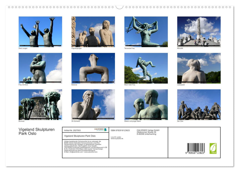 Vigeland Skulpturen Park Oslo (CALVENDO Premium Wandkalender 2026)