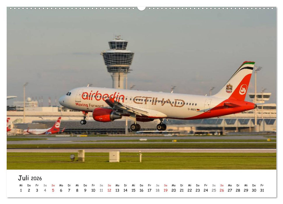 Airliner in München / 2026 (CALVENDO Premium Wandkalender 2026)