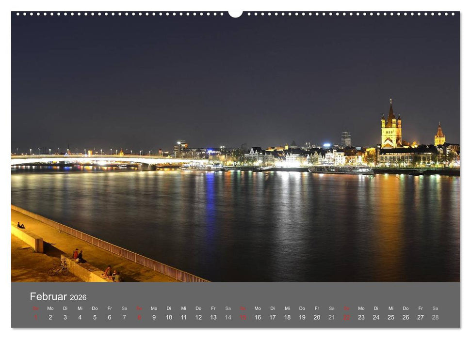 KÖLN BEI NACHT (CALVENDO Premium Wandkalender 2026)