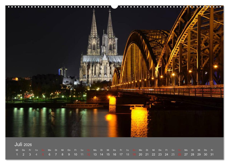 KÖLN BEI NACHT (CALVENDO Premium Wandkalender 2026)
