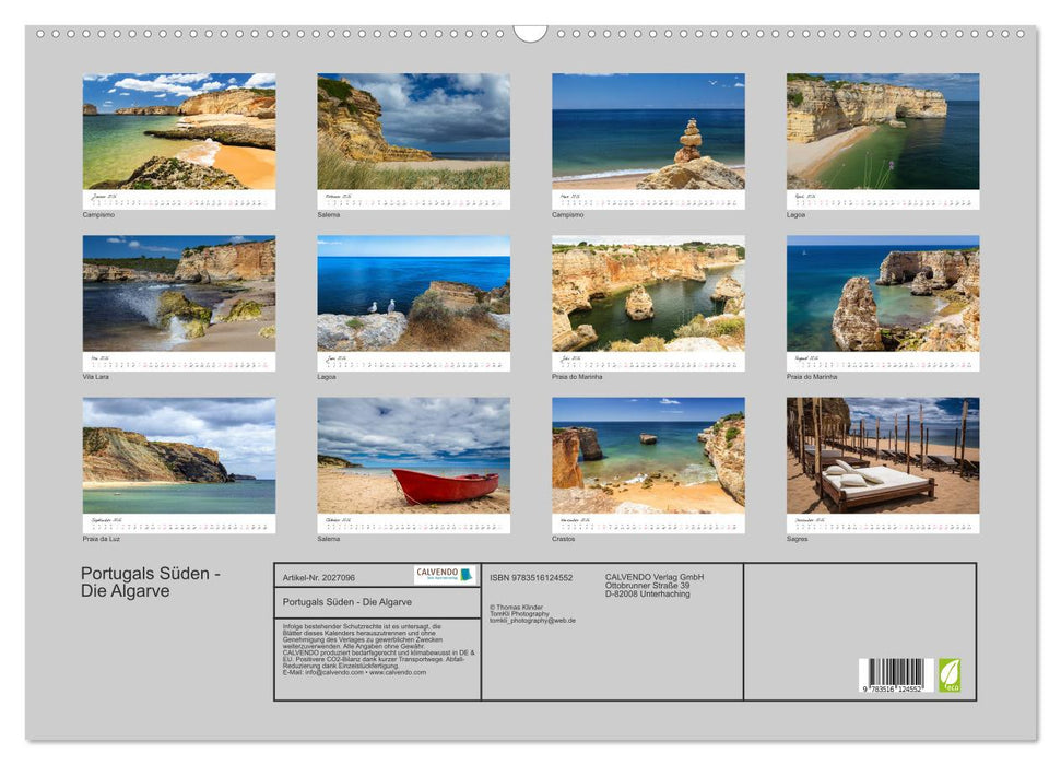 Portugals Süden - Die Algarve (CALVENDO Wandkalender 2026)
