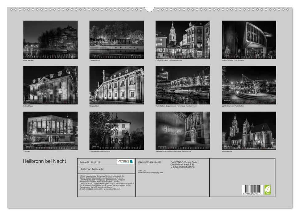 Heilbronn bei Nacht (CALVENDO Wandkalender 2026)