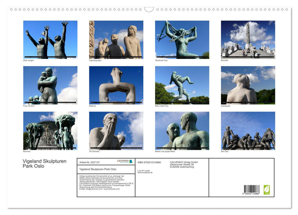 Vigeland Skulpturen Park Oslo (CALVENDO Wandkalender 2026)