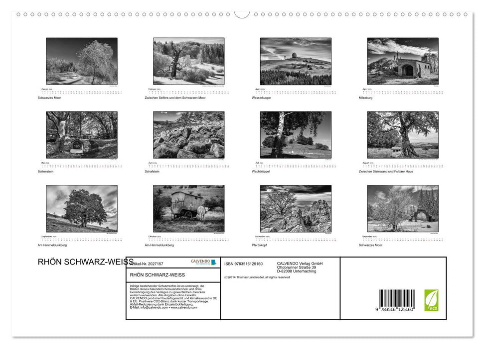 RHÖN SCHWARZ-WEISS (CALVENDO Premium Wandkalender 2026)
