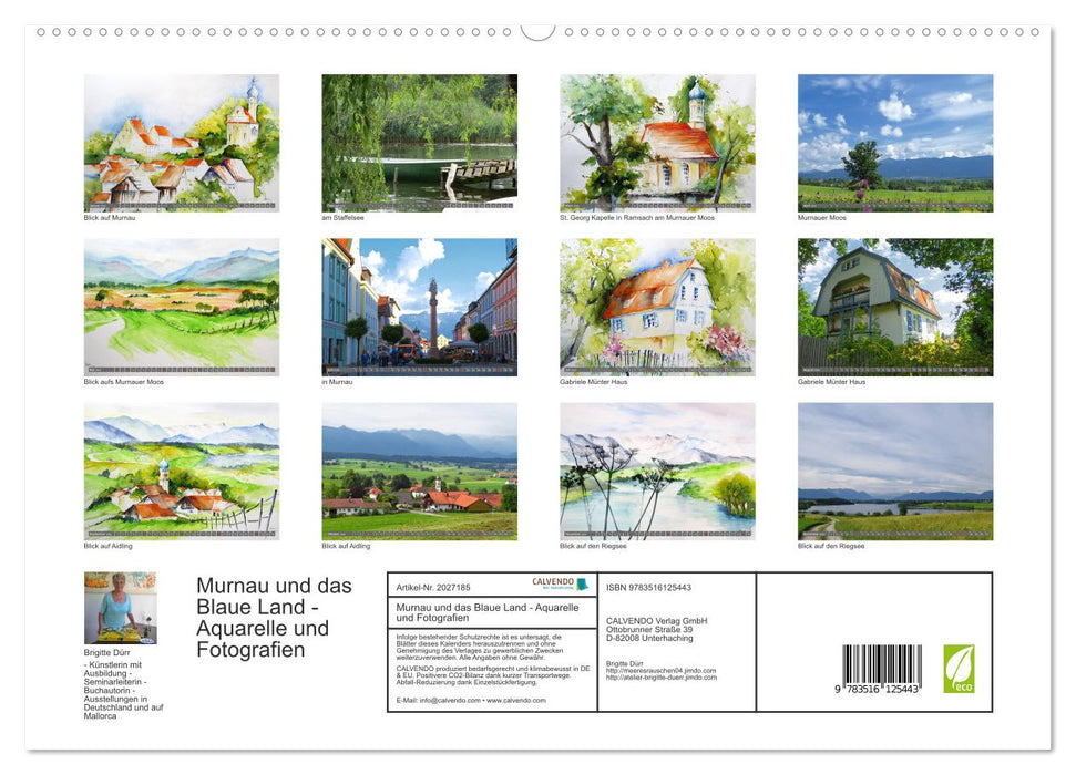 Murnau und das Blaue Land - Aquarelle und Fotografien (CALVENDO Premium Wandkalender 2026)