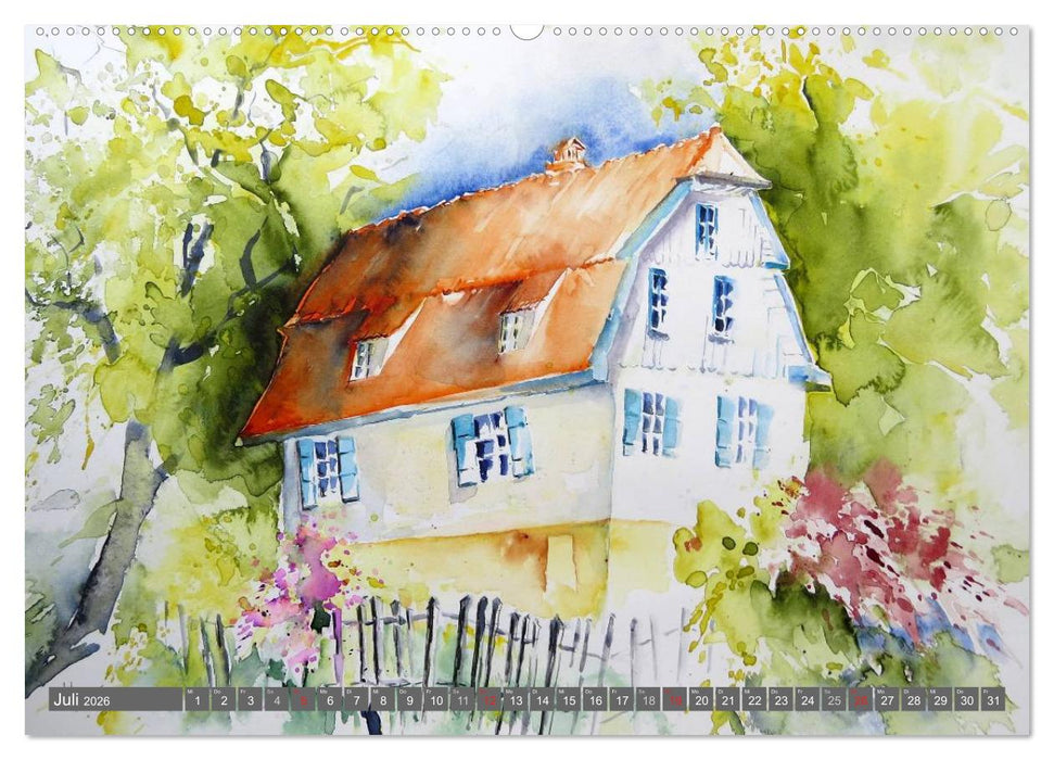 Murnau und das Blaue Land - Aquarelle und Fotografien (CALVENDO Premium Wandkalender 2026)