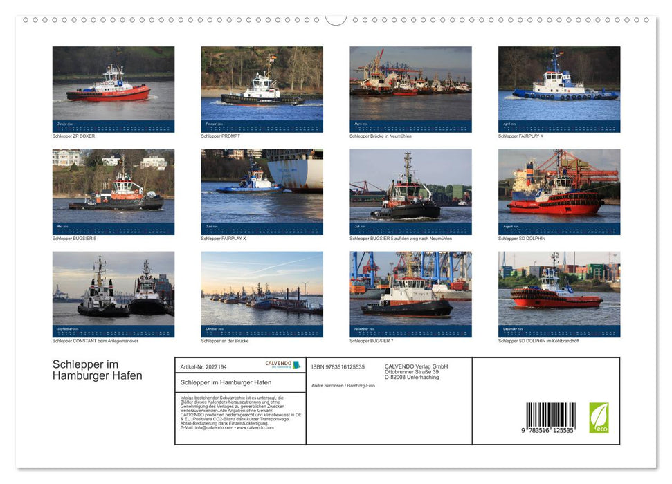 Schlepper im Hamburger Hafen (CALVENDO Premium Wandkalender 2026)