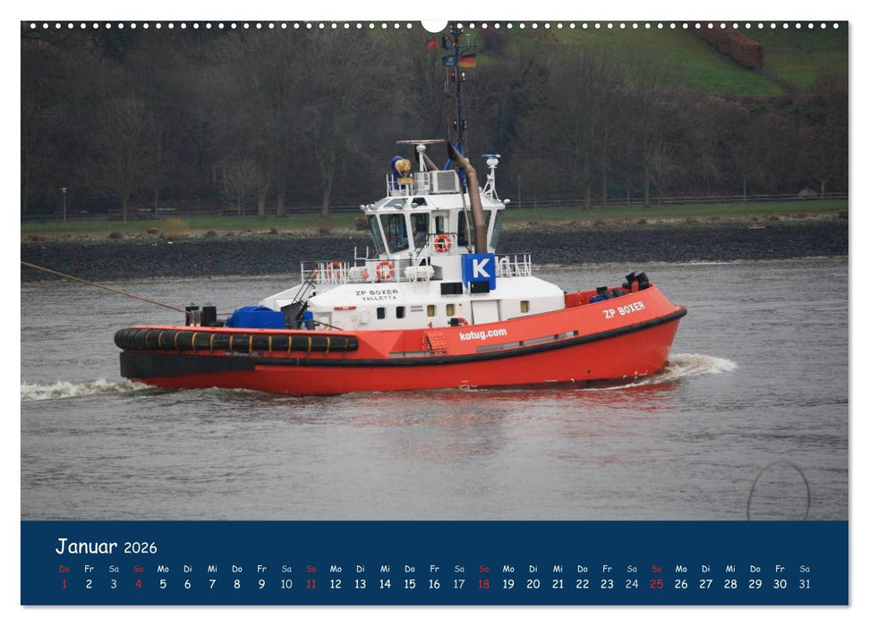 Schlepper im Hamburger Hafen (CALVENDO Premium Wandkalender 2026)