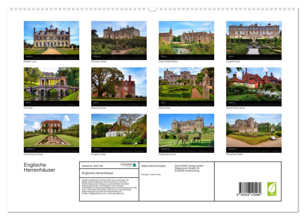 Englische Herrenhäuser (CALVENDO Premium Wandkalender 2026)