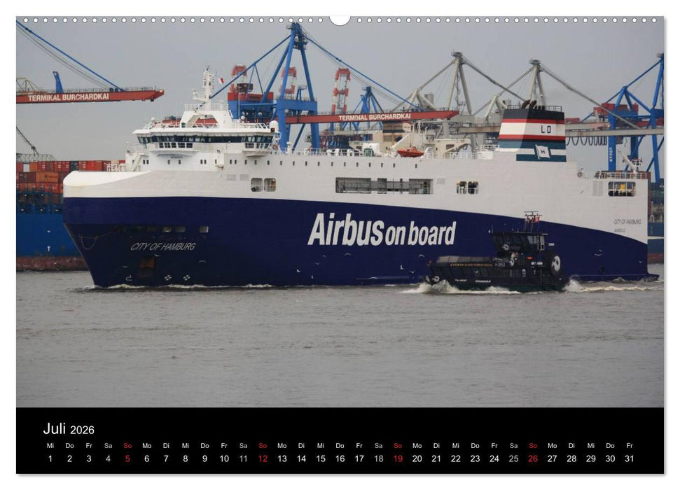 Schiffe auf der Elbe (CALVENDO Premium Wandkalender 2026)