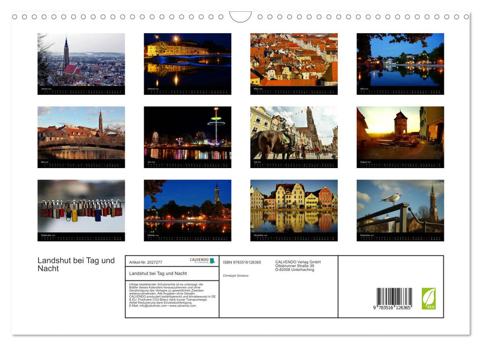 Landshut bei Tag und Nacht (CALVENDO Wandkalender 2026)