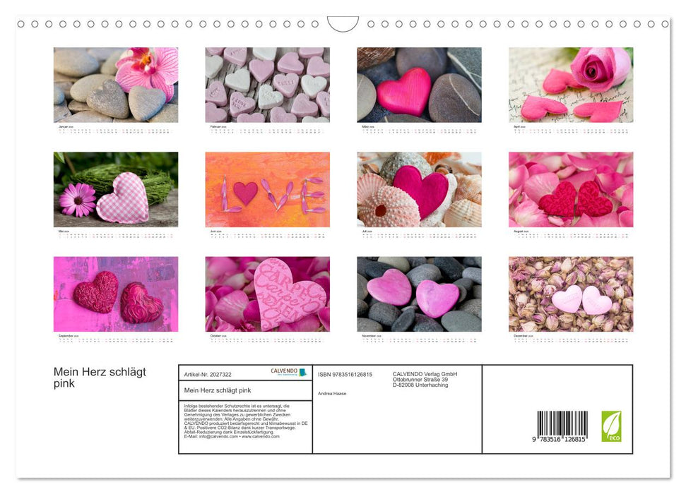 Mein Herz schlägt pink (CALVENDO Wandkalender 2026)