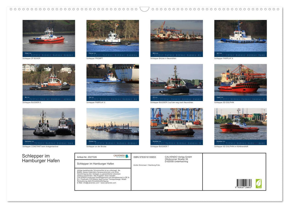 Schlepper im Hamburger Hafen (CALVENDO Wandkalender 2026)