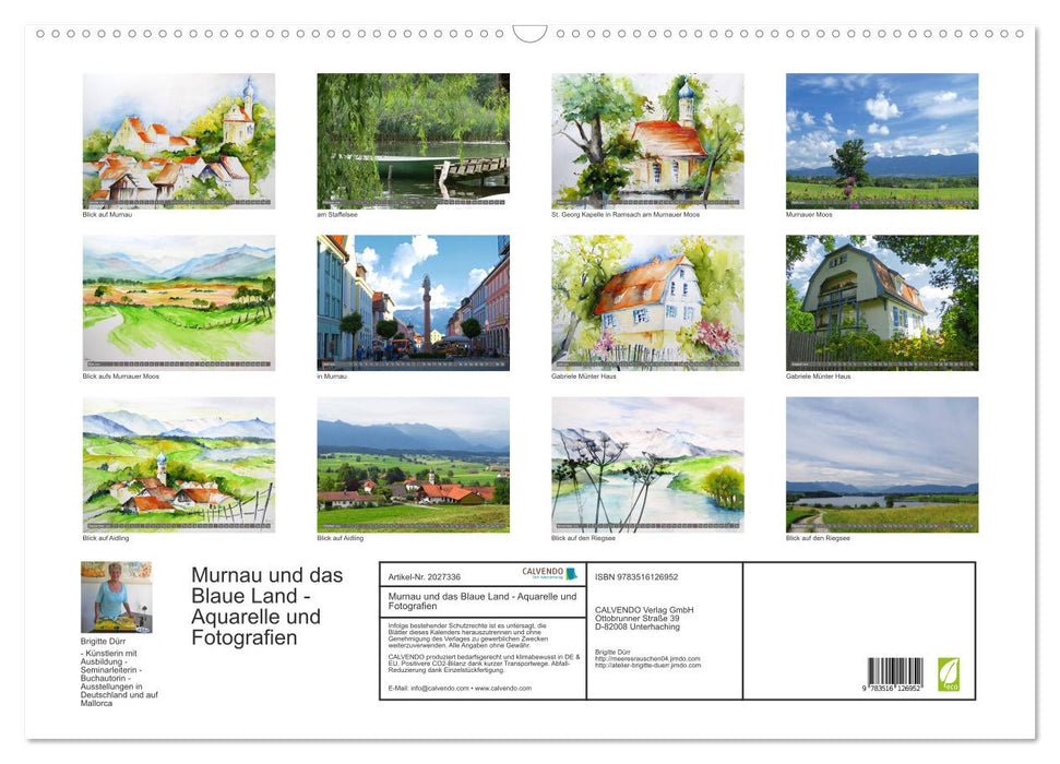 Murnau und das Blaue Land - Aquarelle und Fotografien (CALVENDO Wandkalender 2026)