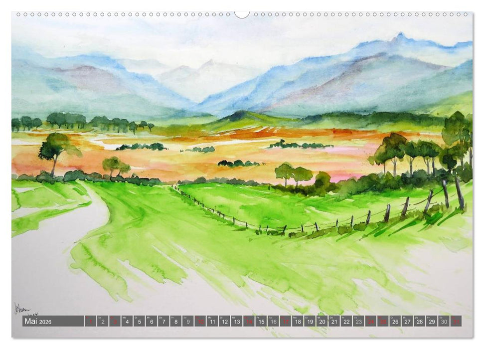 Murnau und das Blaue Land - Aquarelle und Fotografien (CALVENDO Wandkalender 2026)