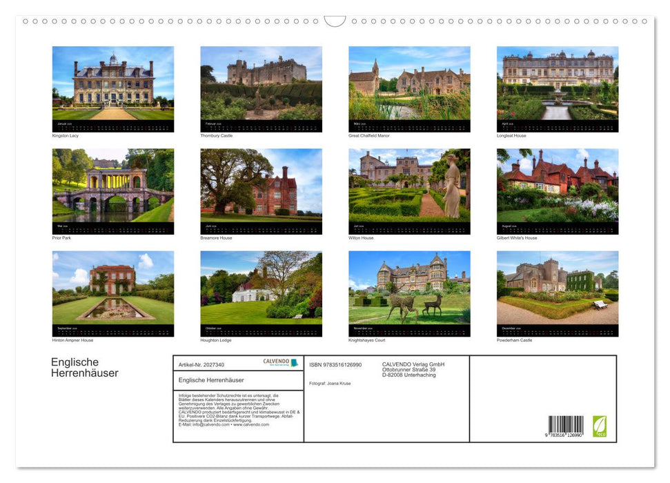 Englische Herrenhäuser (CALVENDO Wandkalender 2026)