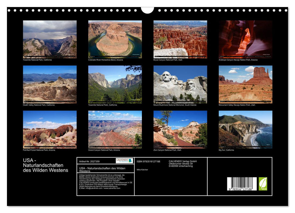 USA - Naturlandschaften des Wilden Westens (CALVENDO Wandkalender 2026)