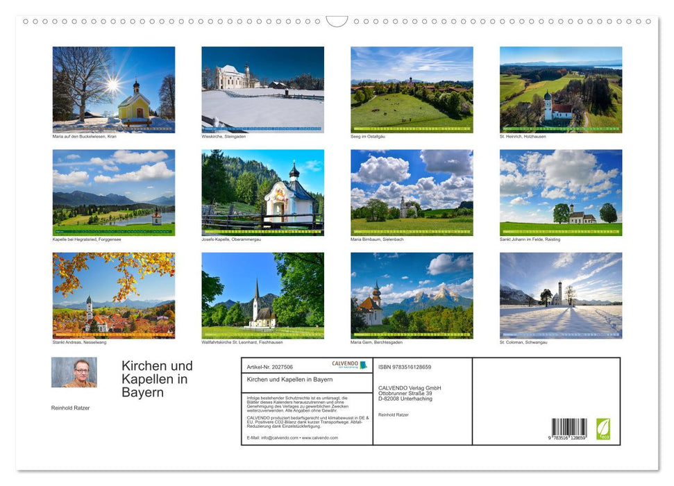 Kirchen und Kapellen in Bayern (CALVENDO Wandkalender 2026)