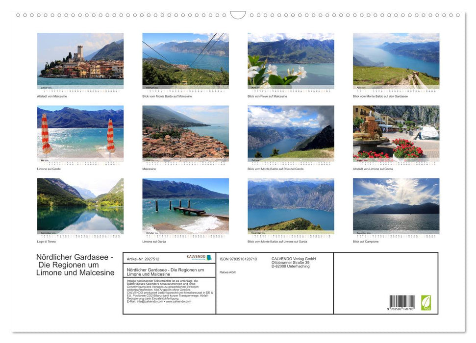 Nördlicher Gardasee - Die Regionen um Limone und Malcesine (CALVENDO Wandkalender 2026)