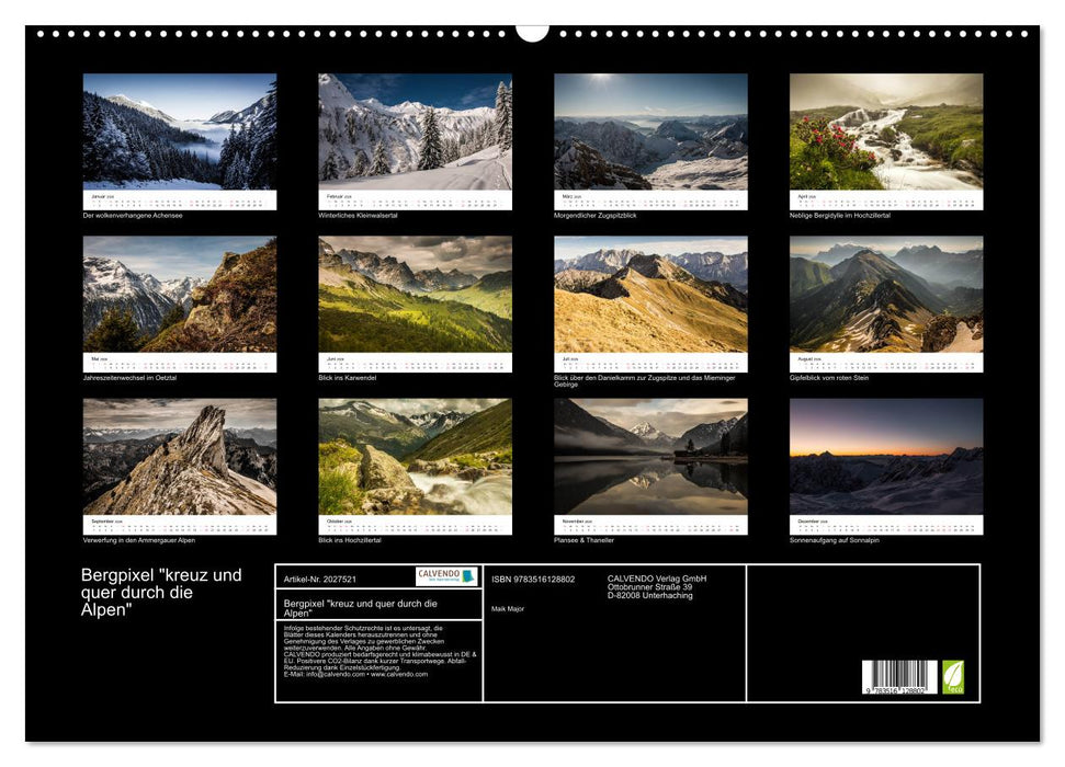 Bergpixel "kreuz und quer durch die Alpen" (CALVENDO Wandkalender 2026)
