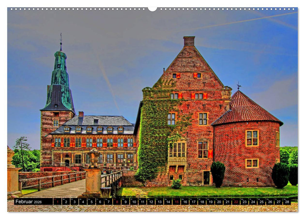 Burgen und Schlösser im Münsterland (CALVENDO Premium Wandkalender 2026)