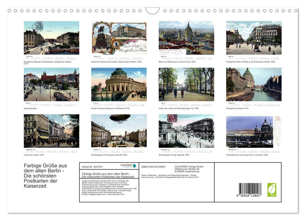 Farbige Grüße aus dem alten Berlin - Die schönsten Postkarten der Kaiserzeit (CALVENDO Wandkalender 2026)