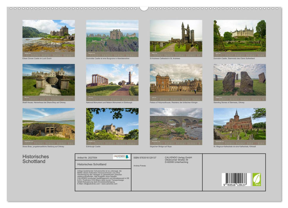 Historisches Schottland (CALVENDO Premium Wandkalender 2026)