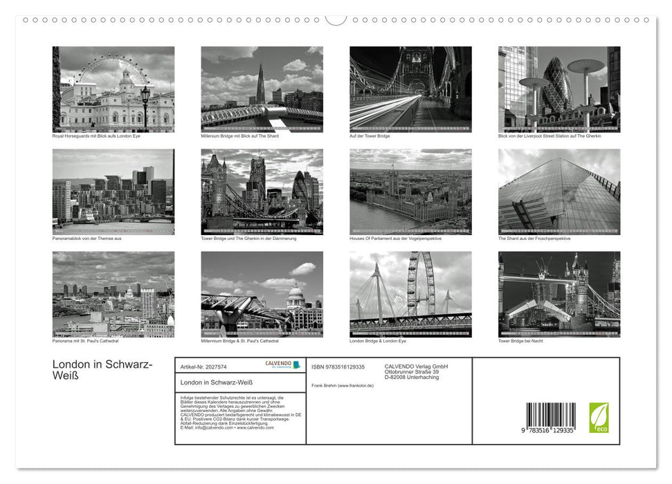 London in Schwarz-Weiß (CALVENDO Premium Wandkalender 2026)