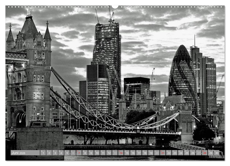 London in Schwarz-Weiß (CALVENDO Premium Wandkalender 2026)