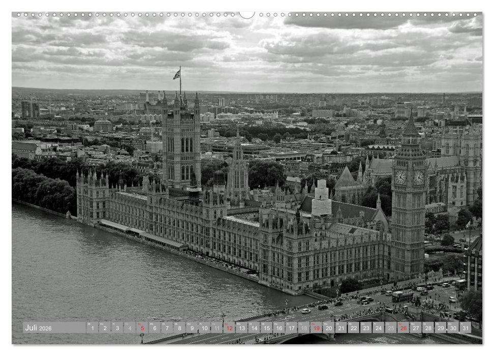 London in Schwarz-Weiß (CALVENDO Premium Wandkalender 2026)