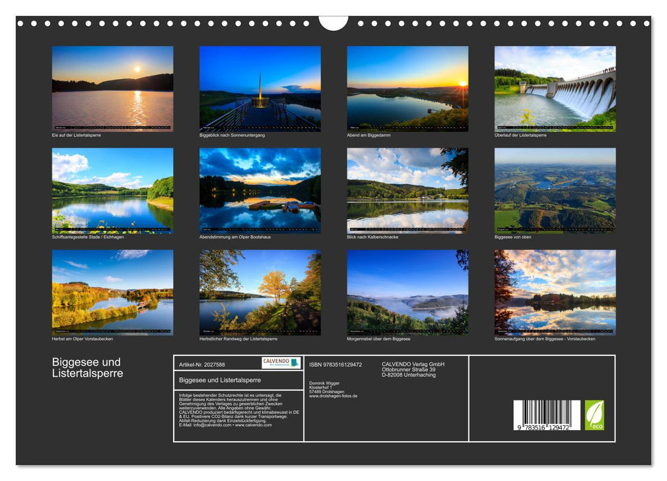 Biggesee und Listertalsperre (CALVENDO Wandkalender 2026)