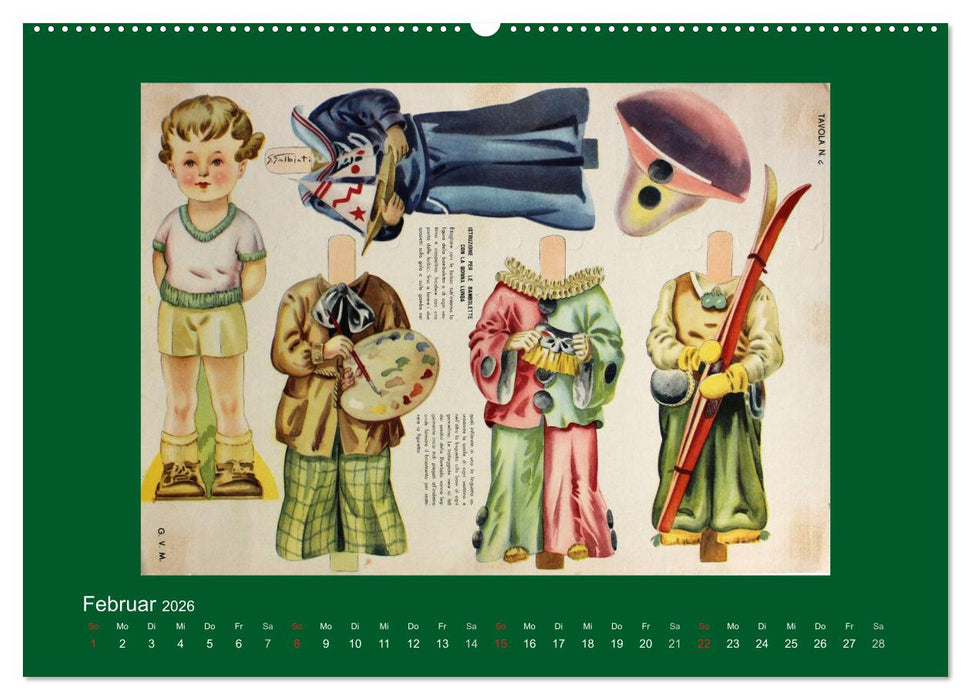 Alte europäische Ankleidepuppen aus Papier (CALVENDO Wandkalender 2026)