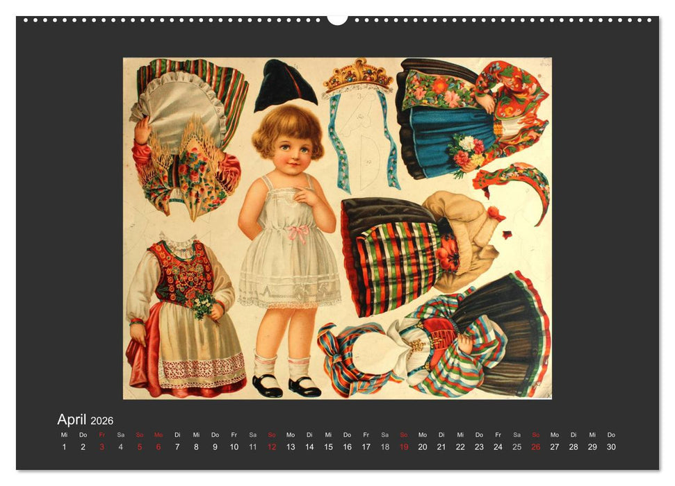 Alte europäische Ankleidepuppen aus Papier (CALVENDO Wandkalender 2026)