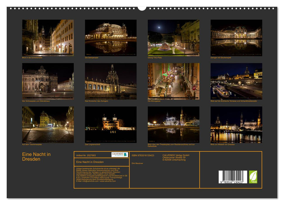 Eine Nacht in Dresden (CALVENDO Premium Wandkalender 2026)