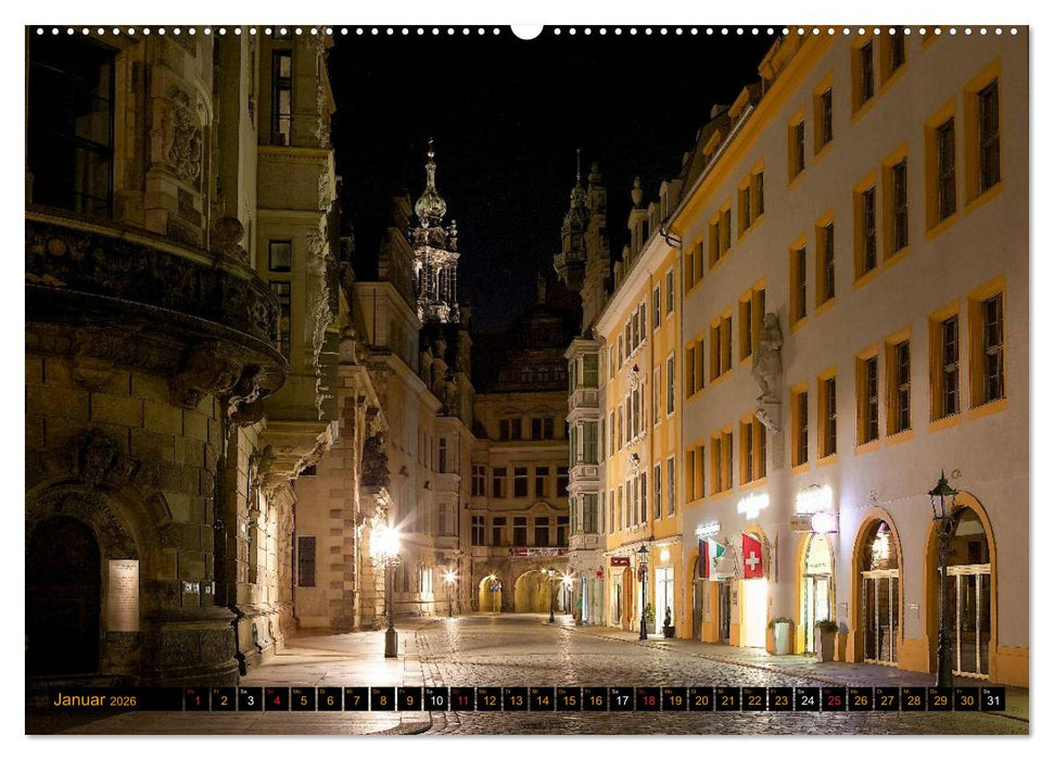 Eine Nacht in Dresden (CALVENDO Premium Wandkalender 2026)