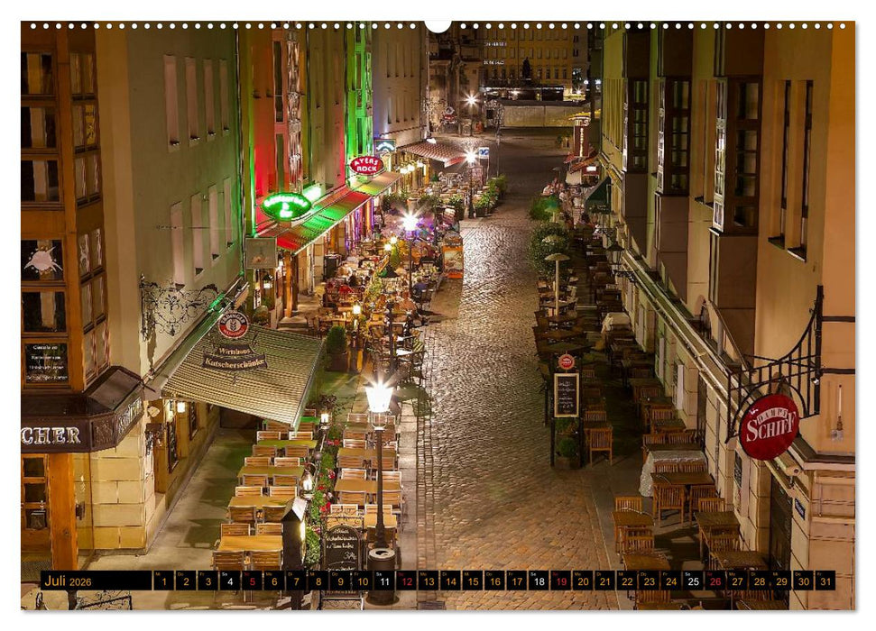 Eine Nacht in Dresden (CALVENDO Premium Wandkalender 2026)