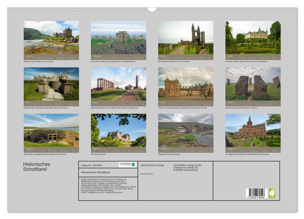 Historisches Schottland (CALVENDO Wandkalender 2026)