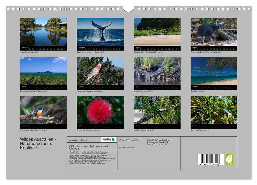 Wildes Australien - Naturparadies 5. Kontinent (CALVENDO Wandkalender 2026)