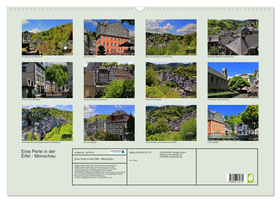 Eine Perle in der Eifel - Monschau (CALVENDO Wandkalender 2026)