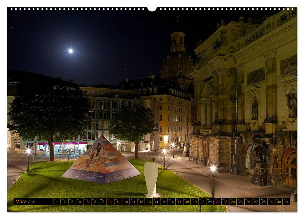 Eine Nacht in Dresden (CALVENDO Wandkalender 2026)