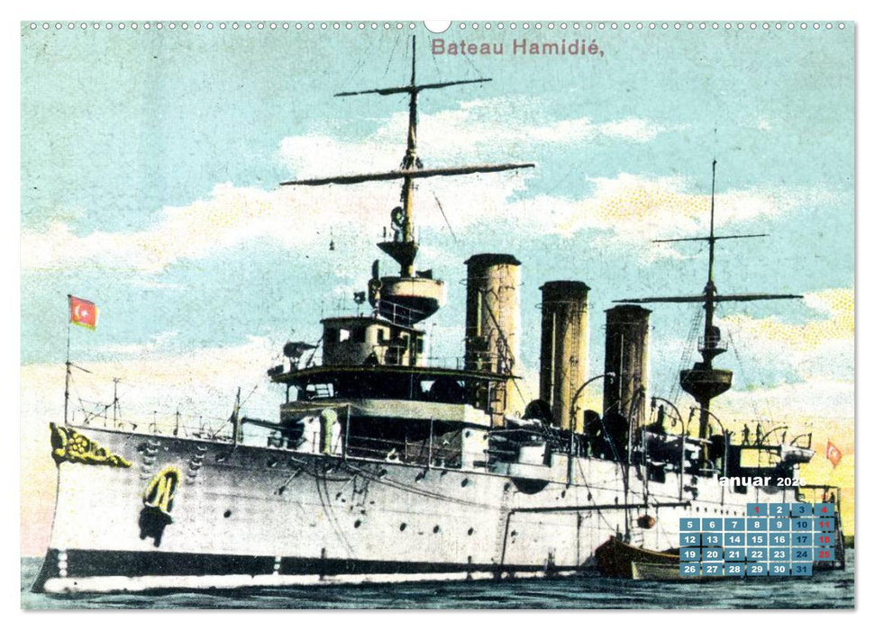 Fregatten, Kreuzer, Panzerschiffe – historische Karten von Kriegsschiffen (CALVENDO Wandkalender 2026)