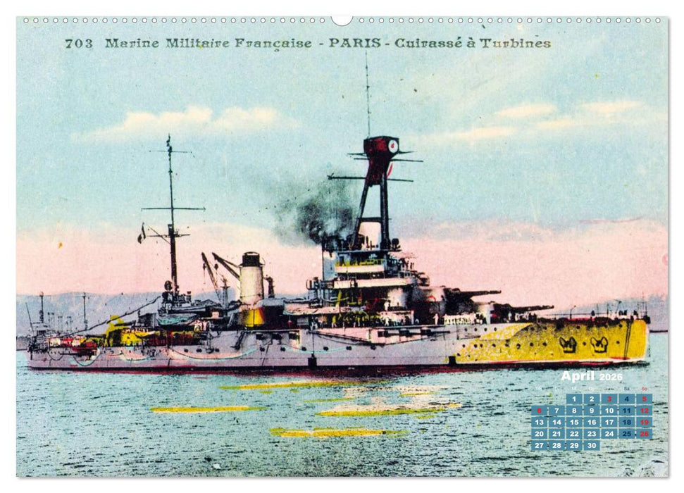 Fregatten, Kreuzer, Panzerschiffe – historische Karten von Kriegsschiffen (CALVENDO Wandkalender 2026)