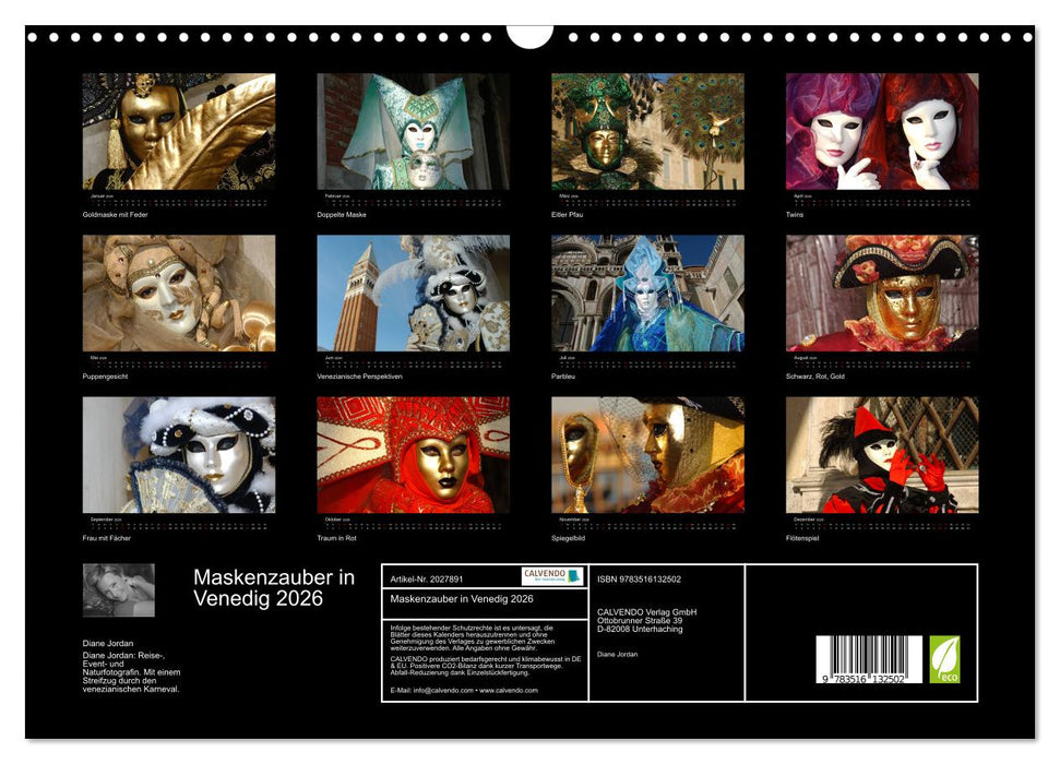 Maskenzauber in Venedig 2026 (CALVENDO Wandkalender 2026)