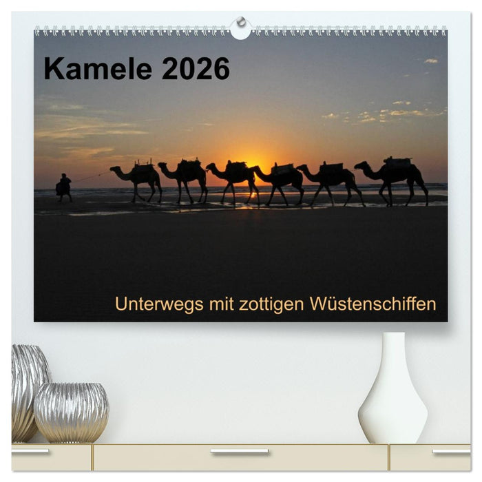 Kamele 2026 - Unterwegs mit zottigen Wüstenschiffen (CALVENDO Premium Wandkalender 2026)