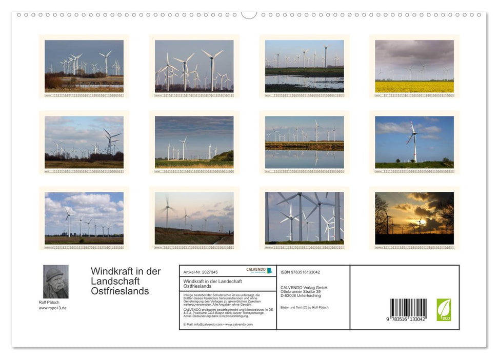 Windkraft in der Landschaft Ostfrieslands (CALVENDO Premium Wandkalender 2026)
