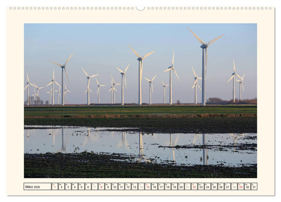 Windkraft in der Landschaft Ostfrieslands (CALVENDO Premium Wandkalender 2026)