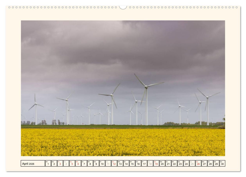 Windkraft in der Landschaft Ostfrieslands (CALVENDO Premium Wandkalender 2026)