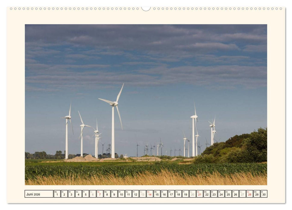 Windkraft in der Landschaft Ostfrieslands (CALVENDO Premium Wandkalender 2026)